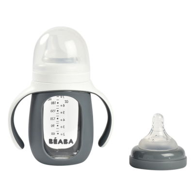 Товары по уходу - Поильник Beaba учебный стеклянный серый (913538)#3