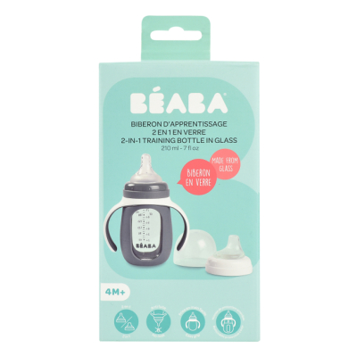 Товары по уходу - Поильник Beaba учебный стеклянный серый (913538)#4