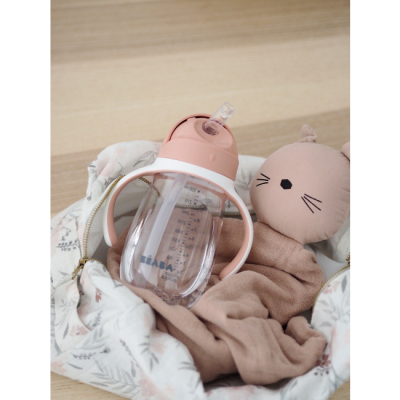 Товары по уходу - Поильник Beaba с трубочкой-непроливайкой розовый (913480)#4