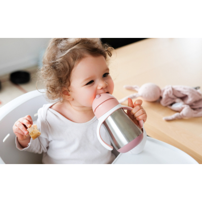 Товары по уходу - Поильник Beaba с трубочкой-непроливайкой металлический розовый (913482)#5