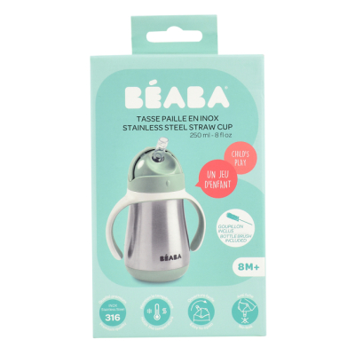 Товары по уходу - Поильник Beaba с трубочкой-непроливайкой металлический зеленый (913535)#3