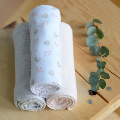 Товары по уходу - Набор пеленок Beaba Лебеди муслиновые (920343)#3