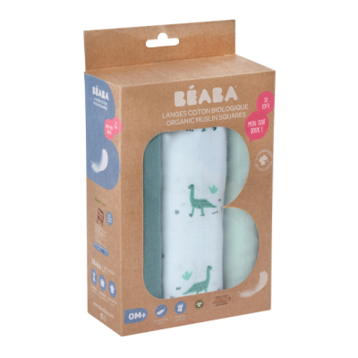 Товары по уходу - Набор пеленок Beaba Динозавры муслиновые (920345)#2