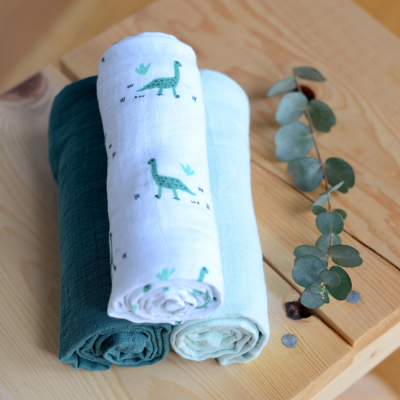 Товары по уходу - Набор пеленок Beaba Динозавры муслиновые (920345)#3
