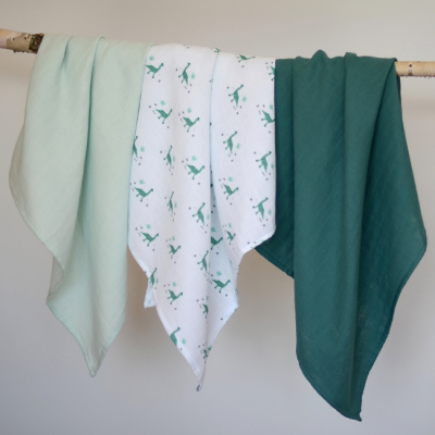 Товары по уходу - Набор пеленок Beaba Динозавры муслиновые (920345)#4