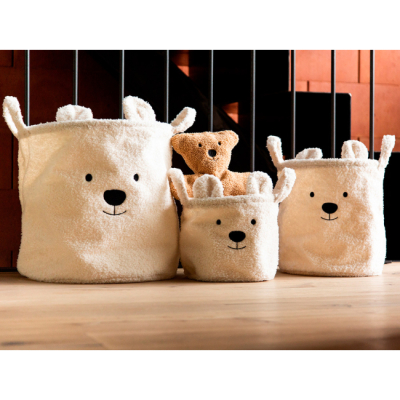 Боксы для игрушек - Набор корзин для хранения Childhome Teddy белый (CCBTWSET)#2