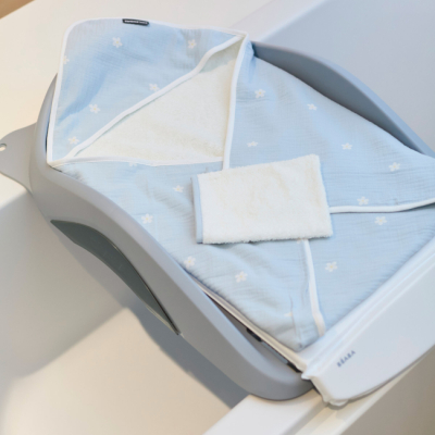 Товары по уходу - Полотенце Childhome Flower blue с капюшоном (CCBCMBF)#3