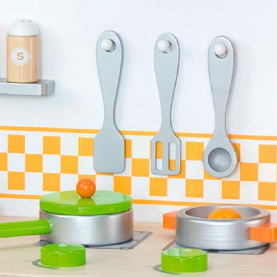 Дитячі кухні та побутова техніка - Ігровий набір Viga Toys Дитяча кухня з посудом з дерева (50957FSC)#3