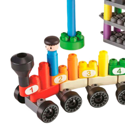 Конструктори з унікальними деталями - Конструктор PolyM Веселковий поїзд з цифрами (760022)#3