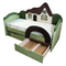 Дитячі меблі - Дитяче ліжко з бортиком Ribeka Будиночок + матрац Зелений (09K078)#3