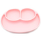 Товари для догляду - Набір силіконова тарілка килимок для годування дитини 22 х 15 см і слюнявчик силіконовий Рожевий (n-1107)#3
