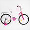 Велосипеды - Детский велосипед CORSO Fleur U-образная рама корзинка 20" White and pink (115249)#2