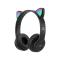 Портативні колонки та навушники - Навушники UKC Bluetooth з вушками та підсвічуванням Cat Miu Star P47 Чорні (16341059343)#2