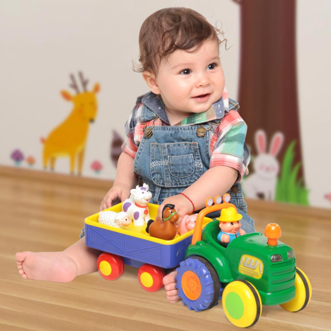Фігурки тварин - Ігровий набір Kiddieland Трактор фермера російською з ефектами (49726)#5