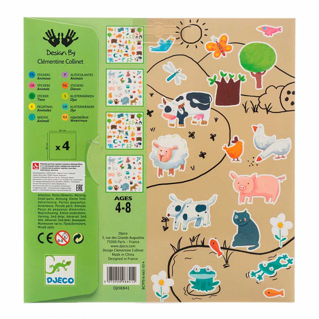 Наборы для творчества - Набор наклеек DJECO Животные 160 штук (DJ08841)#2