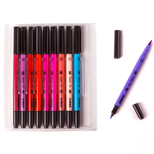 Канцтовары - Набор фломастеров-кистей двухсторонних DJECO Девочки 10 шт (DJ08802)#2