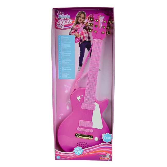 Музыкальные инструменты - Детская электрогитара Simba Девичий стиль с металлическими струнами (6830693)#2