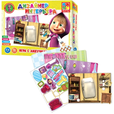 Настольные игры - Игра с липучками Дизайнер интерьера Vladi Toys Маша и Медведь На русском (VT2305-03)#2