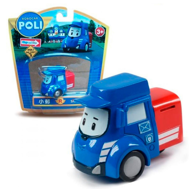 Фігурки персонажів - Фігурка Robocar Poli Пості поштова металева машина 6 см (83178)#4