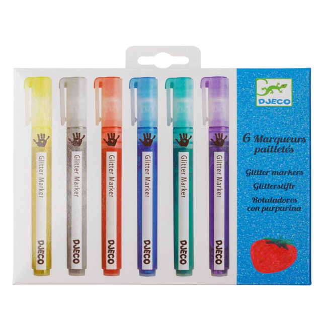 Канцтовары - Набор фломастеров DJECO с блестками 6 шт (DJ08871)#2
