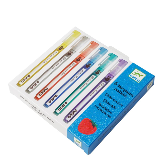 Канцтовары - Набор фломастеров DJECO с блестками 6 шт (DJ08871)#3