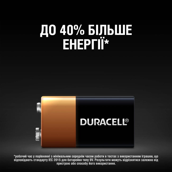 Аккумуляторы и батарейки - Батарейка алкалиновая Duracell Basic 9V 1 шт (81483681)#3