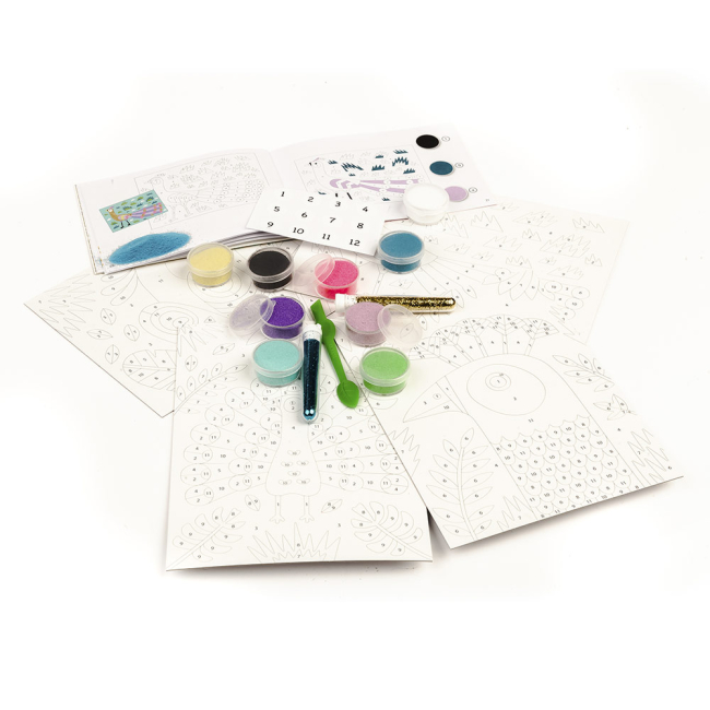 Наборы для творчества - Набор для рисования цветным песком DJECO Ослепительные птицы (DJ08663)#2