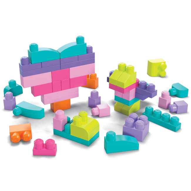 Блочные конструкторы - Конструктор Fisher-Price Mega Bloks розовый 80 деталей (DCH62)#2