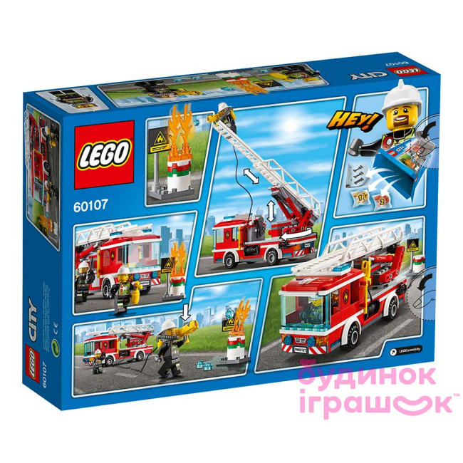 Конструктори LEGO - Конструктор Пожежна машина з драбиною LEGO City (60107)#7