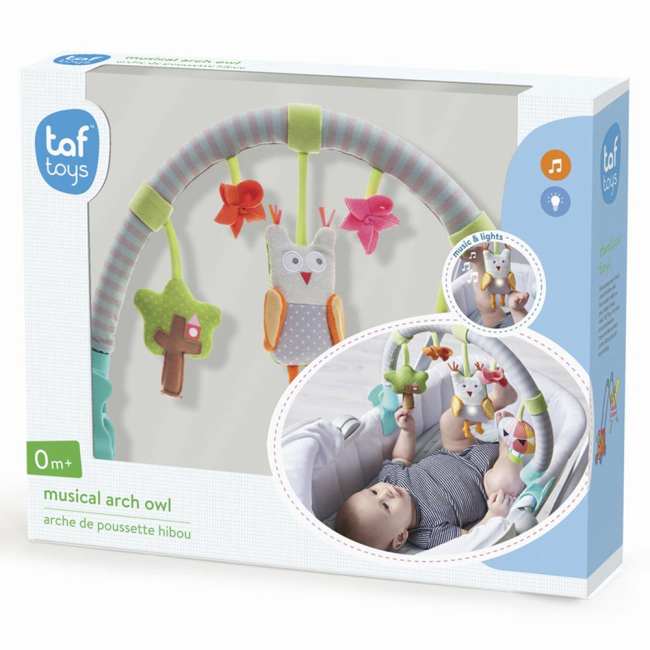 Подвески, мобили - Музыкальная дуга для коляски Taf Toys Лесная сова со звуком и светом (11875)#2