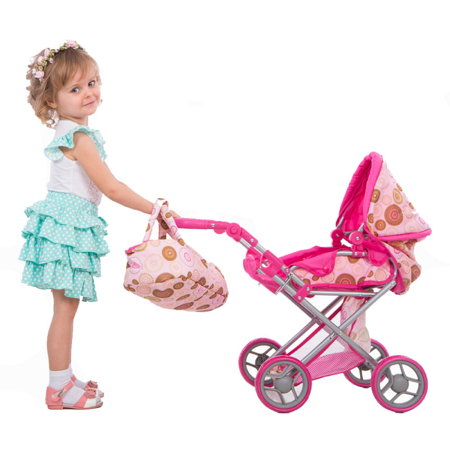 Транспорт і улюбленці - Аксесуар Коляска для ляльки з люлькою Todsy Mary 2 в 1 Рожева (2026004)#2