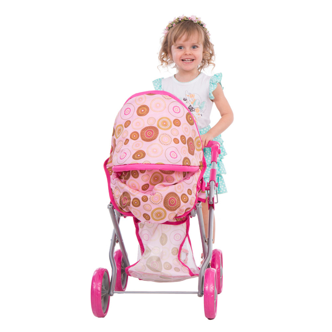 Транспорт і улюбленці - Аксесуар Коляска для ляльки з люлькою Todsy Mary 2 в 1 Рожева (2026004)#4