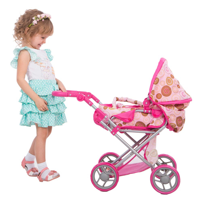 Транспорт і улюбленці - Аксесуар Коляска для ляльки з люлькою Todsy Mary 2 в 1 Рожева (2026004)#5