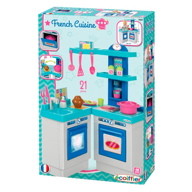 Дитячі кухні та побутова техніка - Кухня Ecoiffier French Cuisine що розкладується 2 секції 21 аксесуарів (1621) (001621)#4