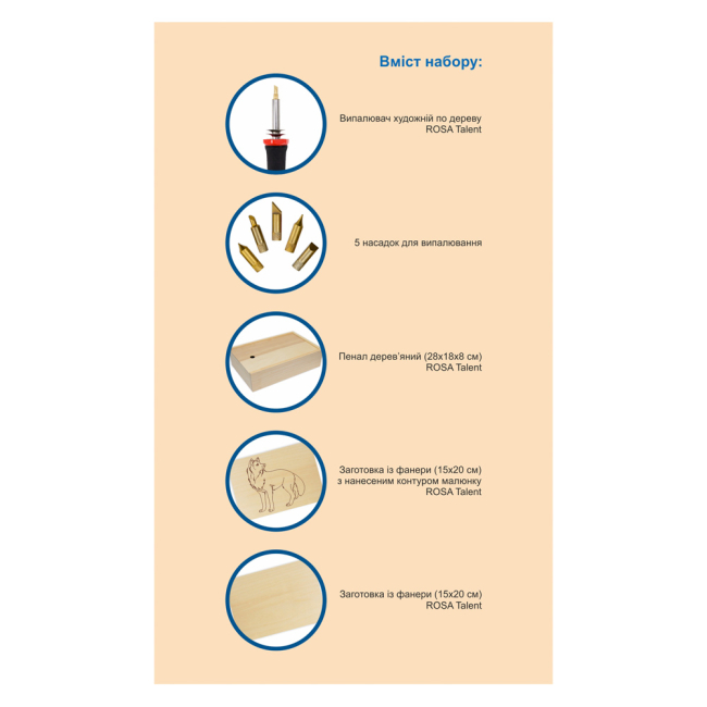 Набори для творчості - Набір для творчості Техніка випалювання Rosa 5 насадок (N000152) (N000152       )#3