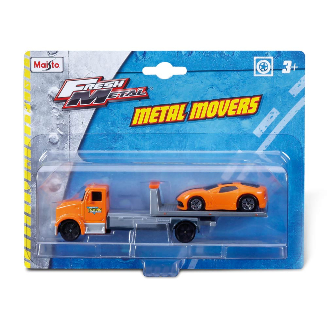 Транспорт і спецтехніка - Ігровий набір Maisto Metal Movers трейлер-транспортер + машинка в асортименті (15211)#3