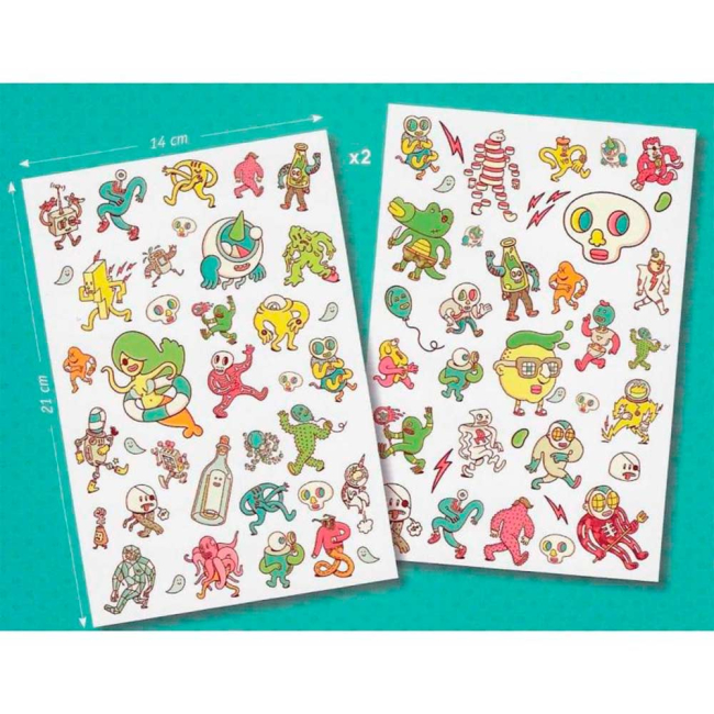 Косметика - Набір наклейок на тіло Djeco Смішні персонажі (DJ09583)#2