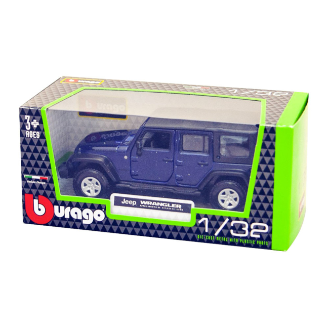 Автомоделі - Автомодель Bburago Jeep wrangler ulimited rubicon темно-синій металік (18-43012 met dark blue)#3
