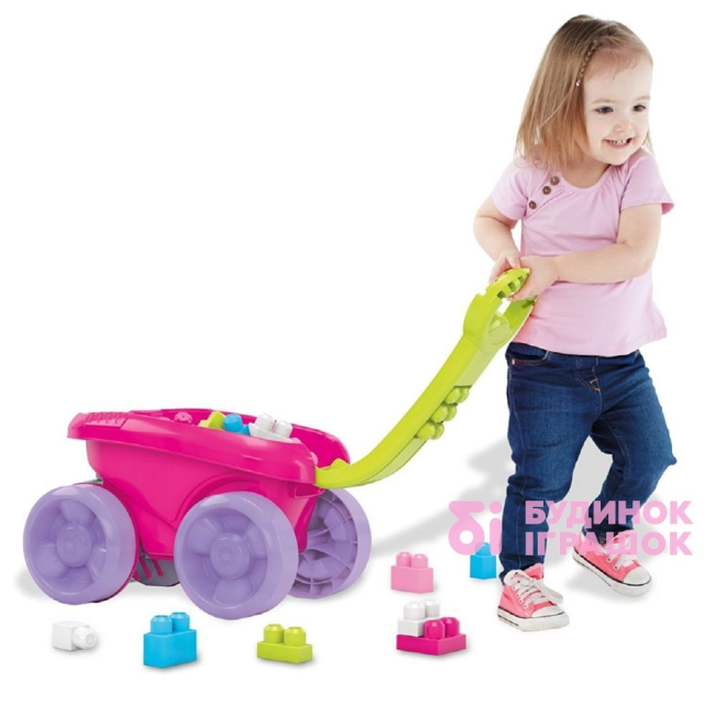 Блочные конструкторы - Игровой набор Розовая тележка-каталка Собираем кубики Mega Bloks (CNK33)#5