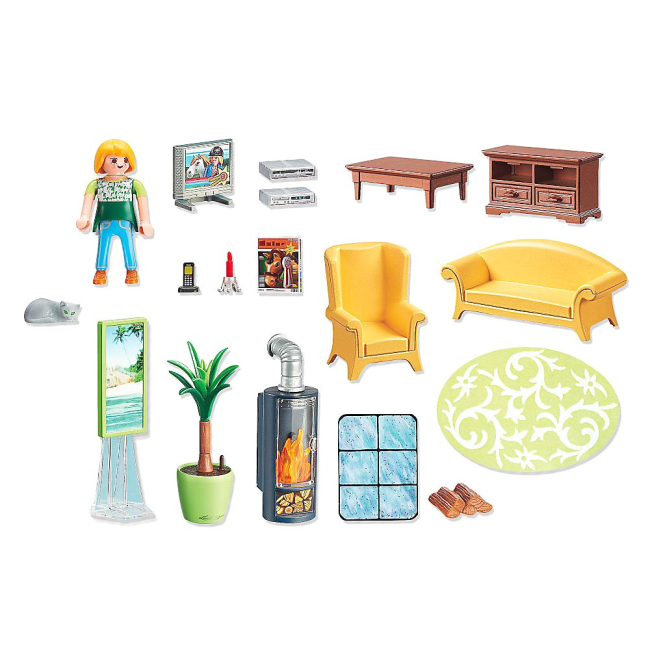 Конструкторы с уникальными деталями - Конструктор Playmobil Dollhouse Гостиная с камином (4008789053084)#2