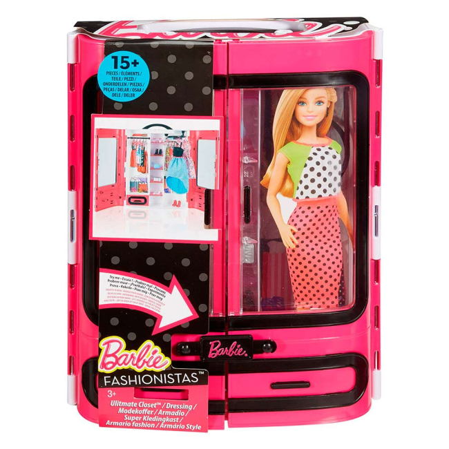 Мебель и домики - Игровой набор Шкаф-чемодан для одежды Стильный Barbie (DMT57)#2