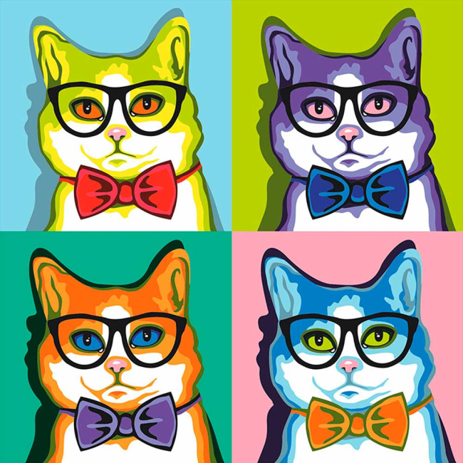 Товары для рисования - Набор для акриловой росписи по номерам Кот в квадрате Rosa Start (N0001333)#2