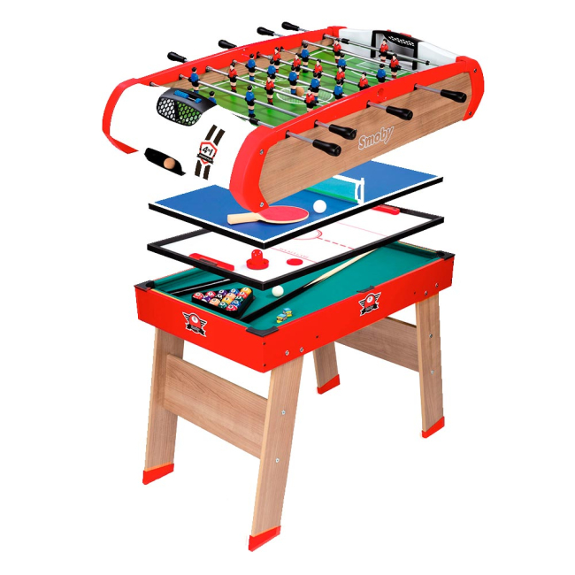 Спортивные настольные игры - Стол Smoby Power play  4 в 1 деревянный (640001)#3
