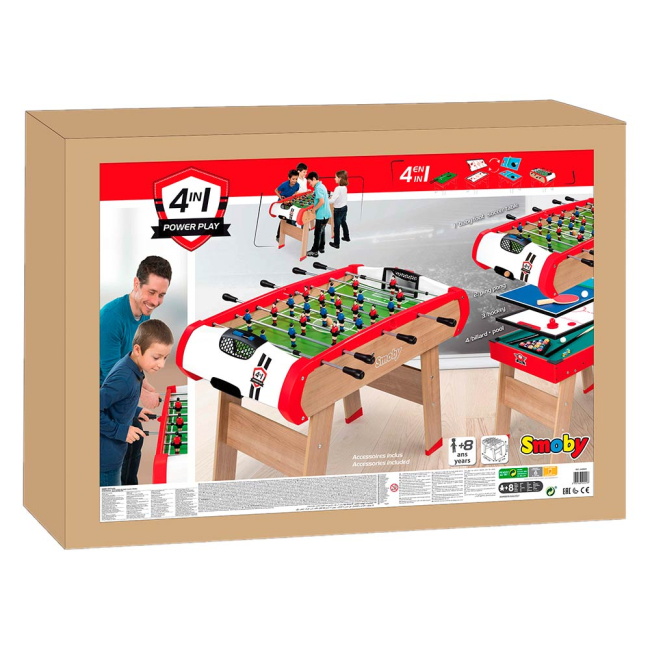 Спортивные настольные игры - Стол Smoby Power play  4 в 1 деревянный (640001)#4