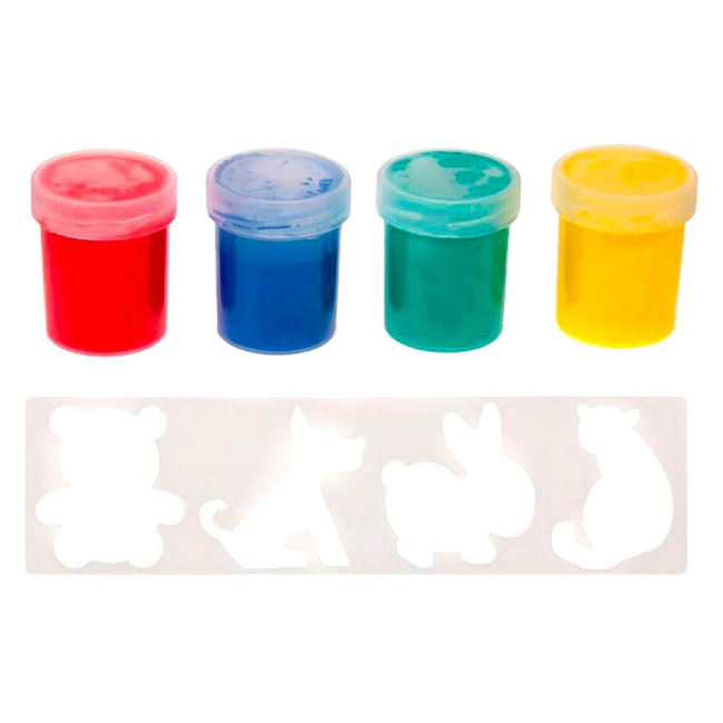 Канцтовари - Набір для дитячої творчості Пальчикові фарби з трафаретом Dream Makers Genio Kids Art (FP02)#2