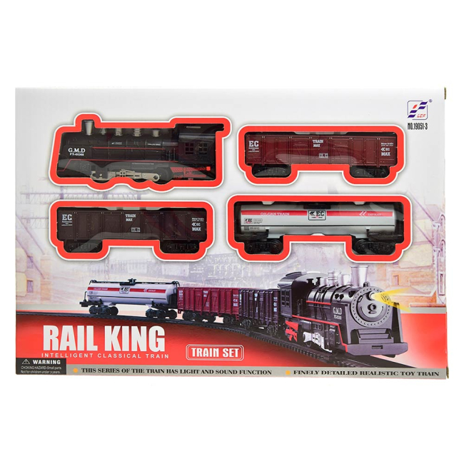 Железные дороги и поезда - Игрушечная железная дорога Shantou Jinxing Паровоз 3 вагона с эффектами (19051-3)#2