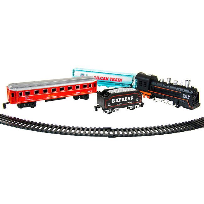 Железные дороги и поезда - Игрушечная железная дорога Shantou Jinxing 3 вагона с пассажирским с эффектами (19051-4)#2