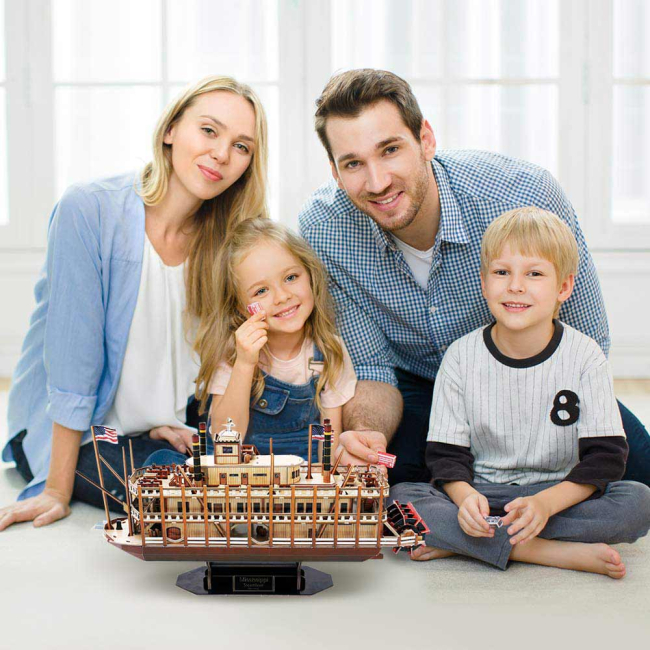 3D-пазли - Тривимірна головоломка-конструктор пароплав Міссісіпі CubicFun (T4026h)#3