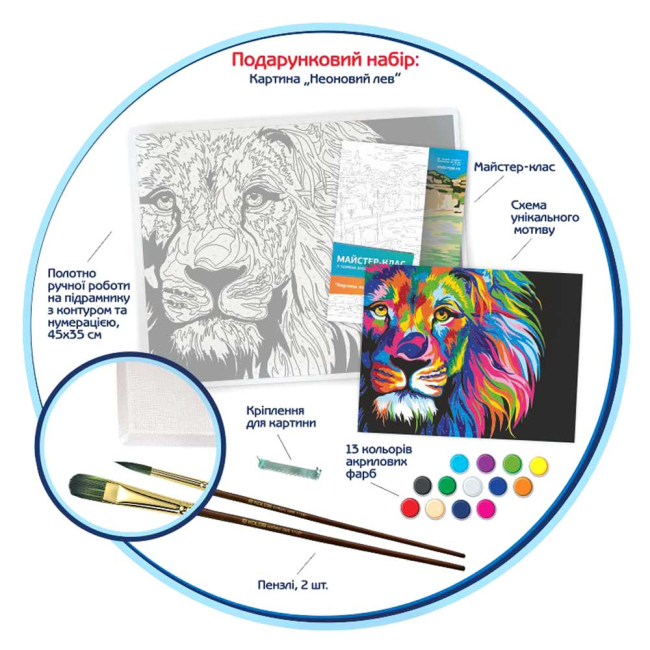 Товары для рисования - Набор акриловой живописи по номерам Rosa Start Неоновий лев (N0001343)#2