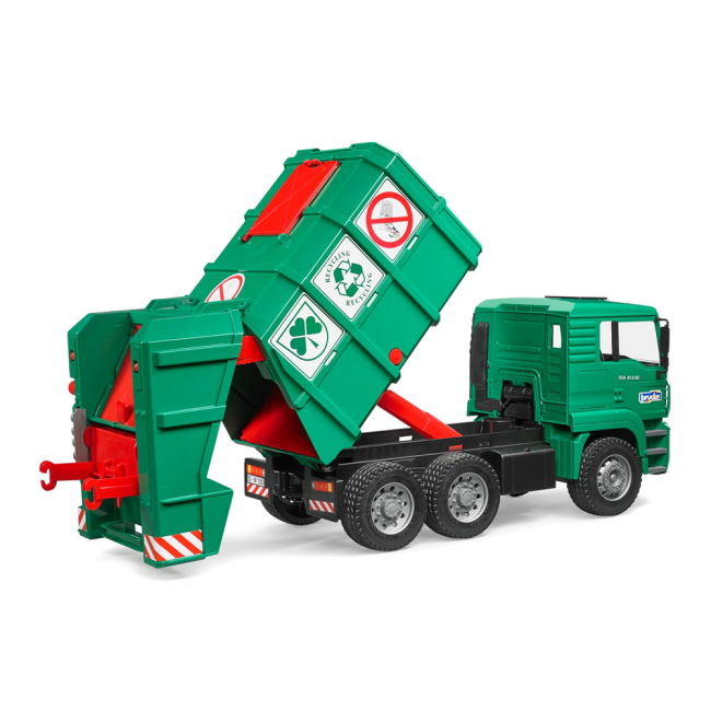 Транспорт и спецтехника - Машинка игрушечная Мусоровоз Bruder Ман зеленый (02753)#2